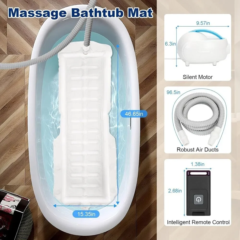 Bubble Bath Mat,Bubble Bath Massager for Smooth Bathtub – 3-Speed Adjustable Tub
